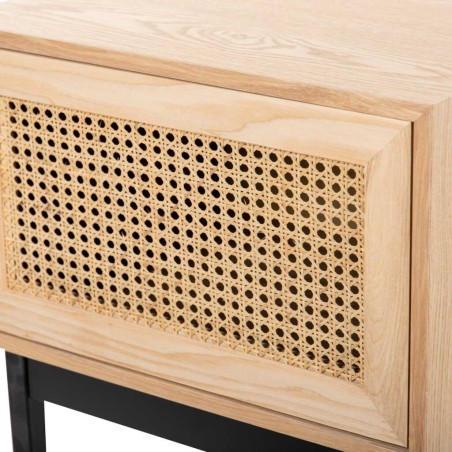 mesita rejilla con puerta madera-metal 50x40x65 cm