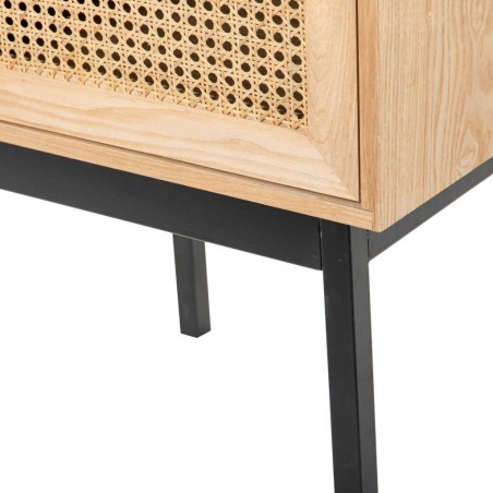 mesita rejilla con puerta madera-metal 50x40x65 cm