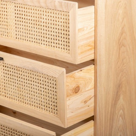 comoda madera con ratán 150x44x97 cm