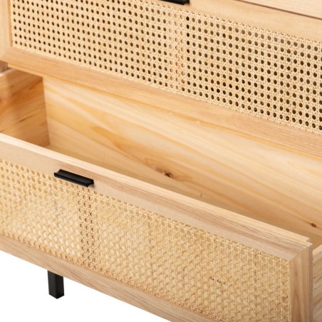 comoda madera con ratán 95x44x97 cm