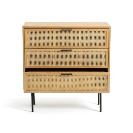 comoda madera con ratán 95x44x97 cm