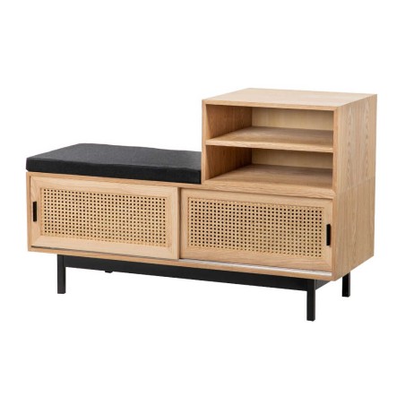 banco madera/ratán/algodón 120x45x75 cm