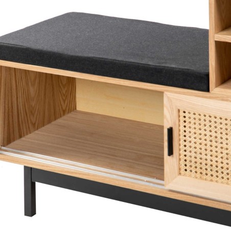 banco madera/ratán/algodón 120x45x75 cm