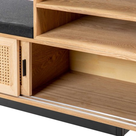 banco madera/ratán/algodón 120x45x75 cm