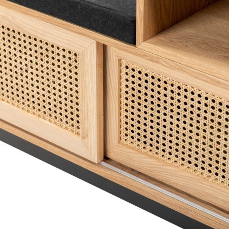 banco madera/ratán/algodón 120x45x75 cm