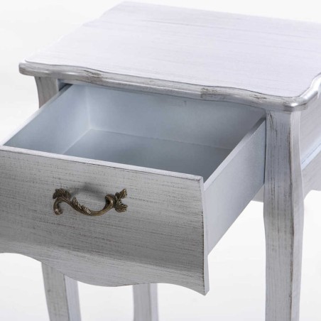 mesita madera plata 45x34x69 cm