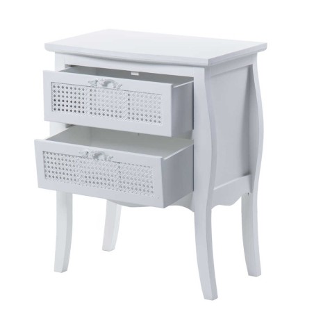 mesita madera blanco con 2 cajones 56x36,5x71 cm