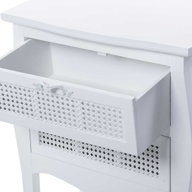mesita madera blanco con 2 cajones 56x36,5x71 cm