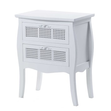 mesita madera blanco con 2 cajones 56x36,5x71 cm