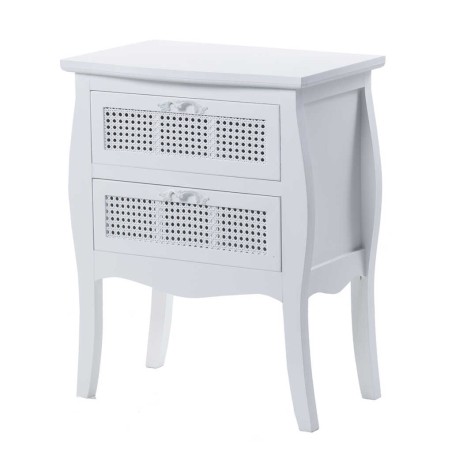 mesita madera blanco con 2 cajones 56x36,5x71 cm