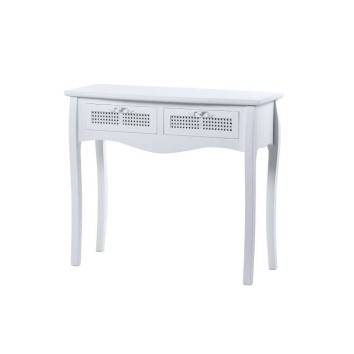 consola madera blanca 2 cajones 89,3x35x78 cm