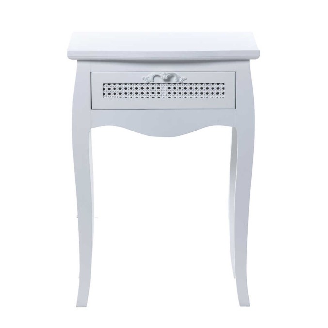 mesita madera blanco con 1 cajón 50x37x70 cm