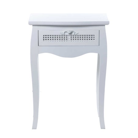 mesita madera blanco con 1 cajón 50x37x70 cm