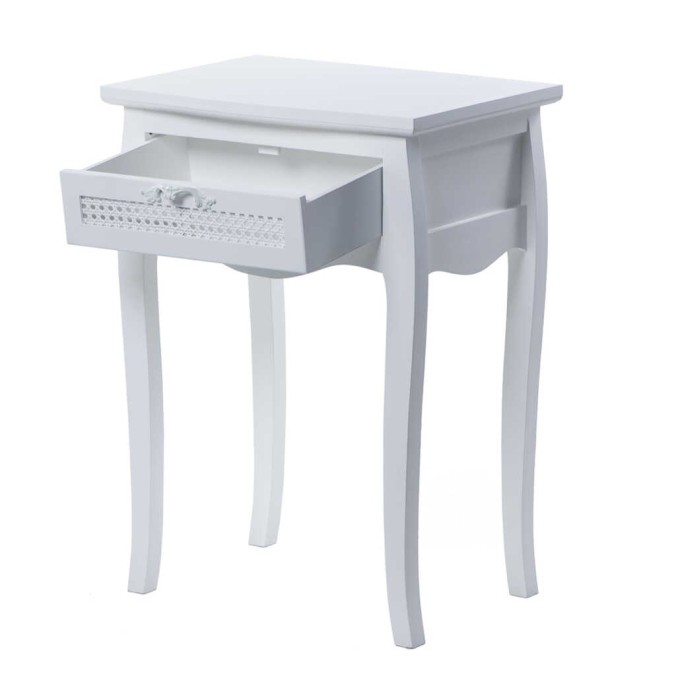 mesita madera blanco con 1 cajón 50x37x70 cm