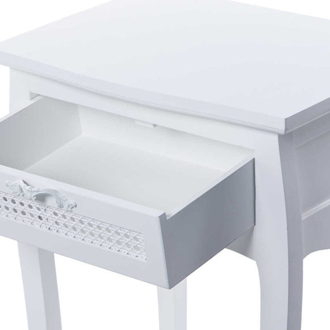 mesita madera blanco con 1 cajón 50x37x70 cm