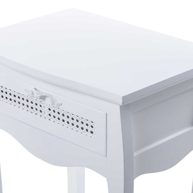 mesita madera blanco con 1 cajón 50x37x70 cm