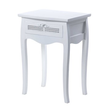 mesita madera blanco con 1 cajón 50x37x70 cm