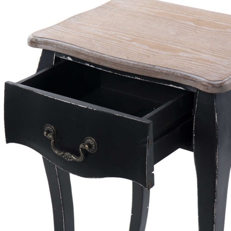 mesita 1 cajon madera negro-natural 50x35x65 cm