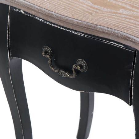 mesita 1 cajon madera negro-natural 50x35x65 cm