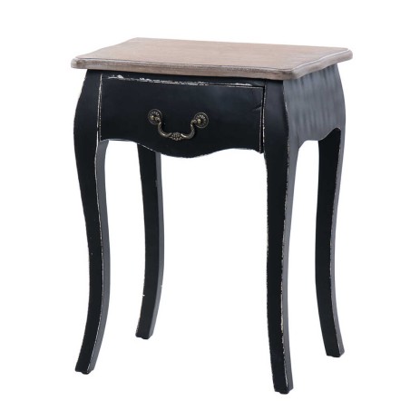 mesita 1 cajon madera negro-natural 50x35x65 cm