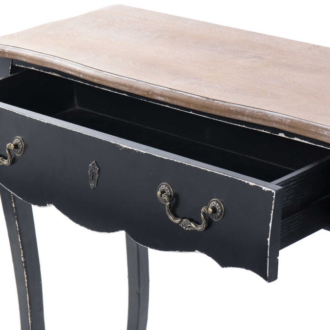 consola 1 cajon madera negro-natural 90x35x75 cm