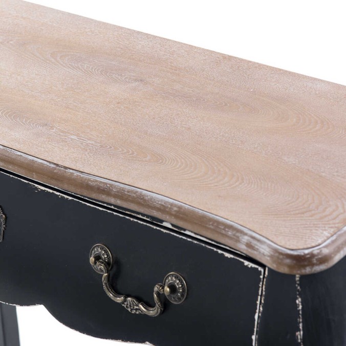 consola 1 cajon madera negro-natural 90x35x75 cm