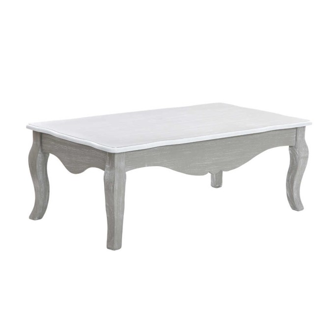 mesa de centro madera gris blanco 110x60x40 cm