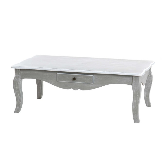 mesa de centro madera gris blanco 110x60x40 cm