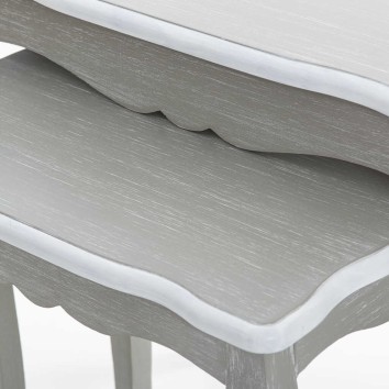 set 2 mesas gris blanco 62x45x65 / 48x37x55 cm 2