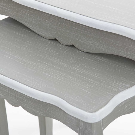 set 2 mesas gris blanco 62x45x65 / 48x37x55 cm