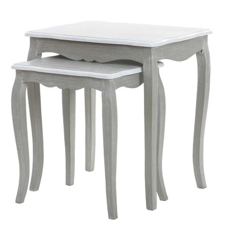 set 2 mesas gris blanco 62x45x65 / 48x37x55 cm