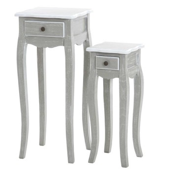 set 2 planteros gris blanco 34x30x80 / 24x24x63 cm