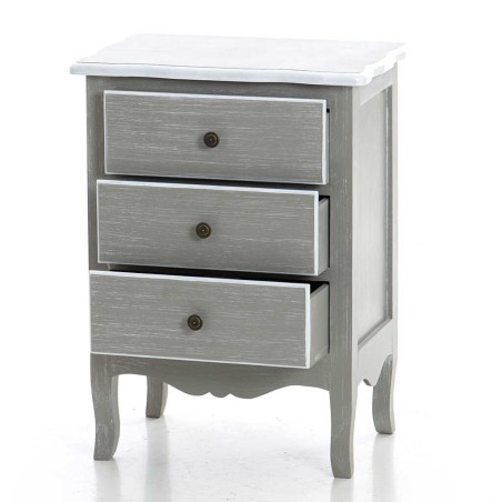 mesita madera gris blanco 45x30x61 cm