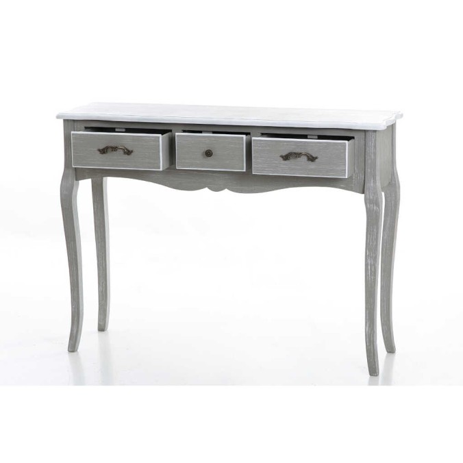 consola madera gris blanco 104x30x78 cm
