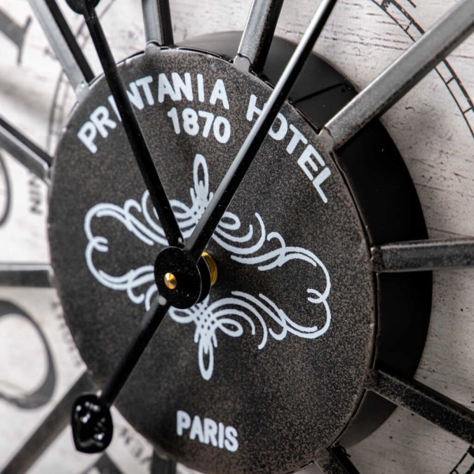 reloj pared mdf metal negro blanco 60x6x60 cm