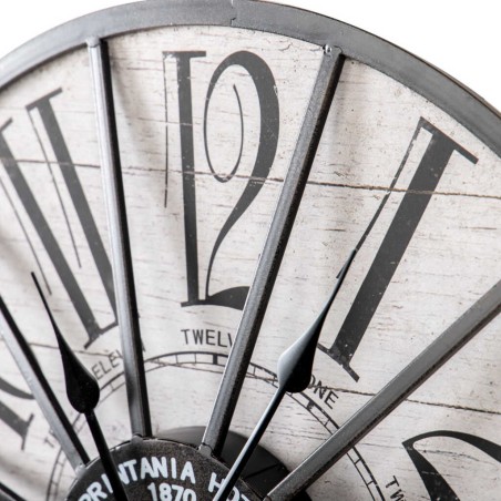 reloj pared mdf metal negro blanco 60x6x60 cm