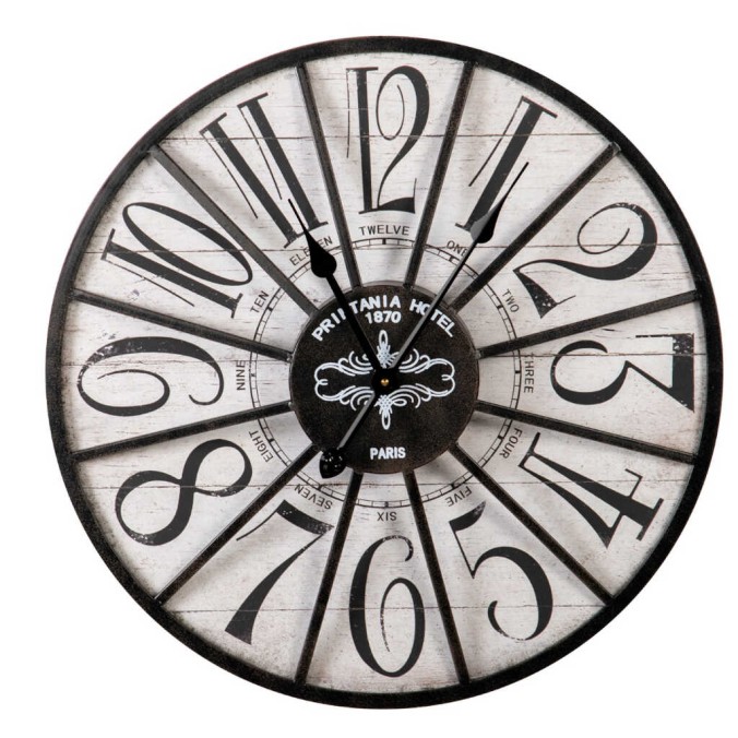 reloj pared mdf metal negro blanco 60x6x60 cm
