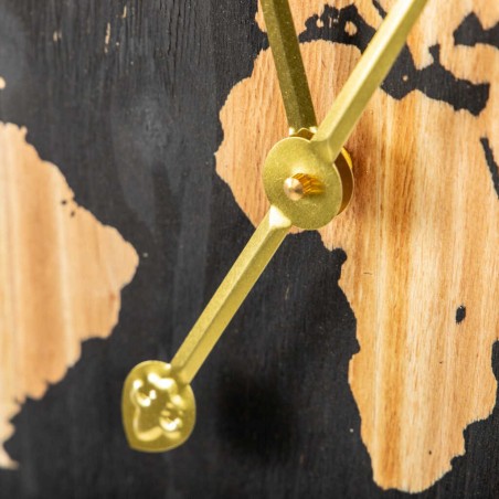 reloj pared mdf negro natural 60x4,5x60 cm