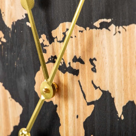 reloj pared mdf negro natural 60x4,5x60 cm