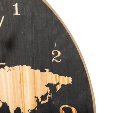 reloj pared mdf negro natural 60x4,5x60 cm