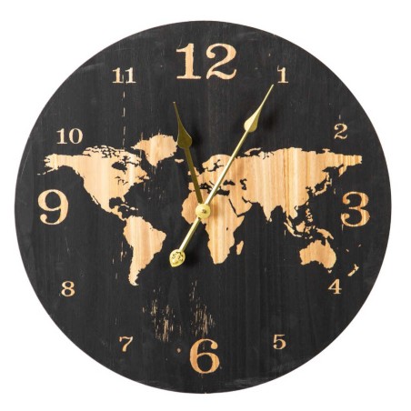 reloj pared mdf negro natural 60x4,5x60 cm