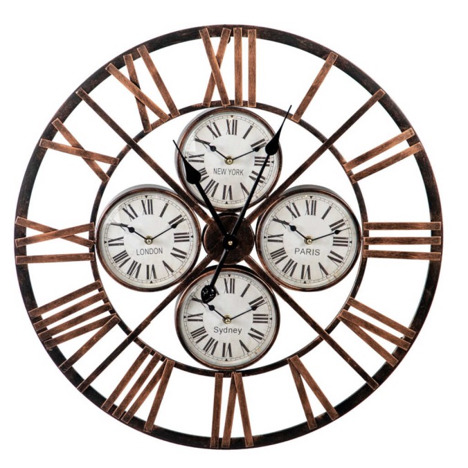 reloj pared metal negro oxido 66x5,5x66 cm