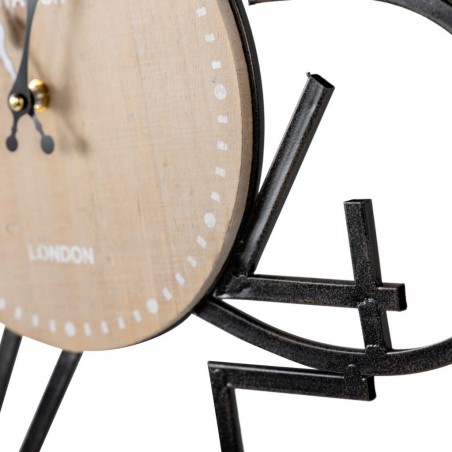 reloj pared mdf metal negro natural 60x5x69 cm