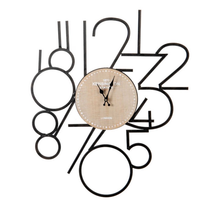 reloj pared mdf metal negro natural 60x5x69 cm