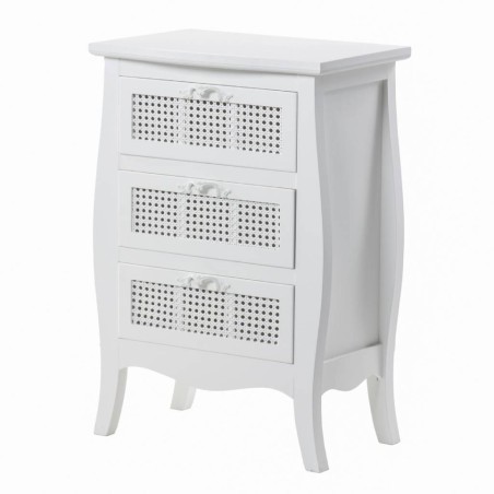 mesita madera blanca 3 cajones 51x33,5x75 cm