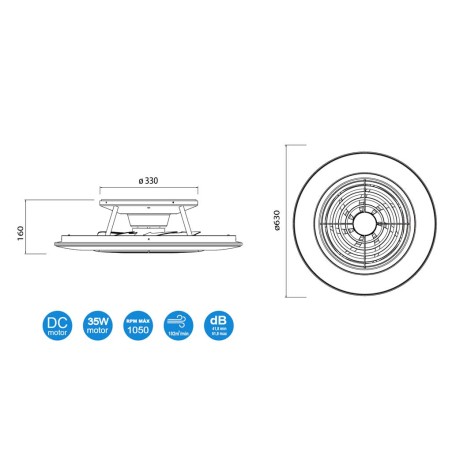 Ventilador de techo con LED Alisio Negro