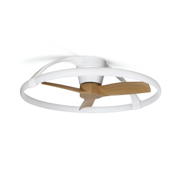 Ventilador de techo Nepal 74cm luz led -  blanco y haya
