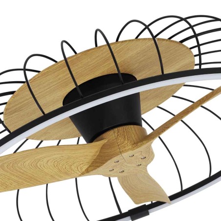 Ventilador de techo NATURE 79cm luz led -  negro y haya