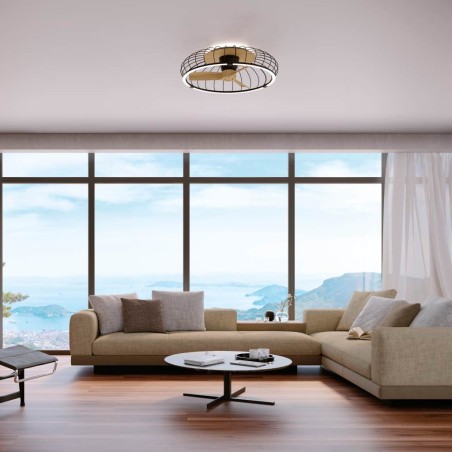 Ventilador de techo NATURE 79cm luz led -  negro y haya