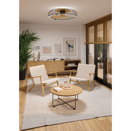 Ventilador de techo NATURE 79cm luz led -  negro y haya